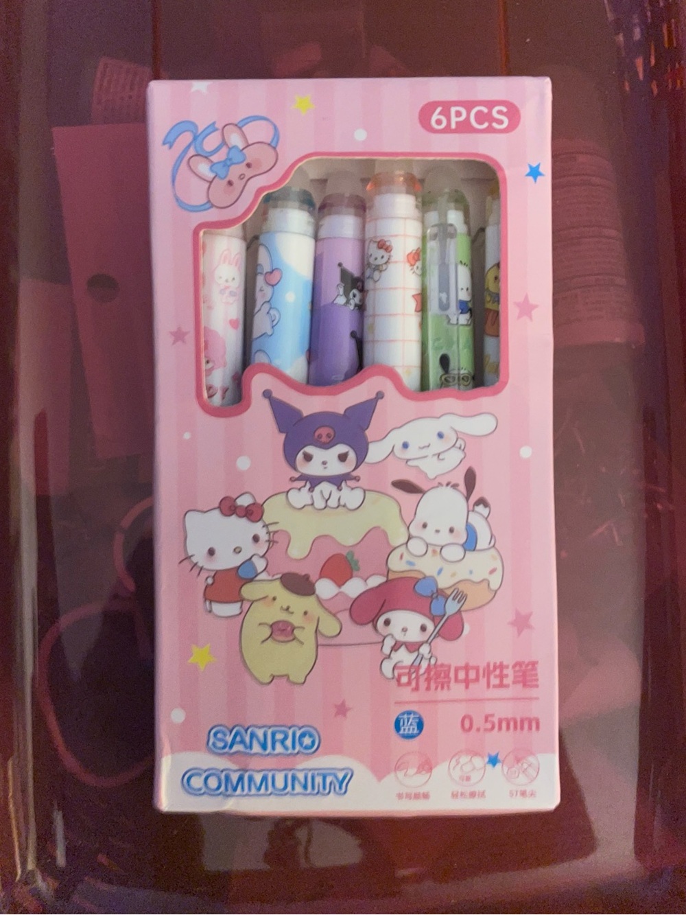 Sanrio Hello Kitty and Friends Set of 6 Plastic Pens, Blue Ink Pen Set